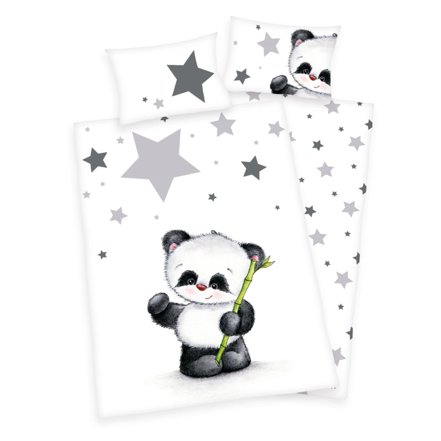 Baumwoll-Bettwäsche JANA PANDA - weiß-grau - 100x135 cm - Kinderbettwäsche | Weich & Hautfreundlich 3 Baumwoll-Bettwäsche JANA PANDA - weiß-grau - 100x135 cm - Kinderbettwäsche | Weich & Hautfreundlich