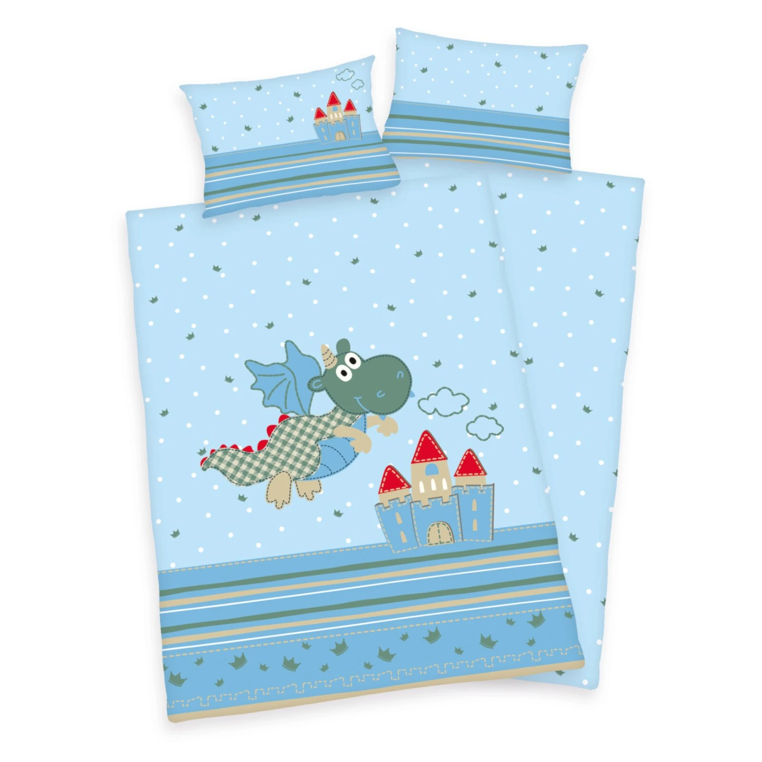 Renforcé-Bettwäsche DRACHEN - Blau - 100x135 cm - Kinderbettwäsche - Atmungsaktiv & Langlebig 3 Renforcé-Bettwäsche DRACHEN - Blau - 100x135 cm - Kinderbettwäsche - Atmungsaktiv & Langlebig