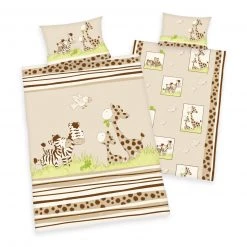 Renforcé-Bettwäsche ZEBRA - Braun - 100x135 cm - Premium Kinderbettwäsche