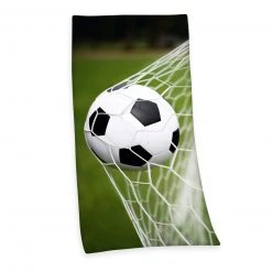Velours-Badetuch FUẞBALL - Grünes Kinderhandtuch - 75x150 cm - Weich & Saugstark
