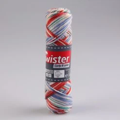 Häkelgarn TWISTER CURLY - blau-grün-rose - 50g | Hochwertiges Strickgarn für kreative Projekte