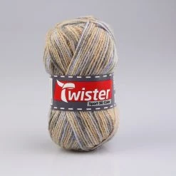 Häkelgarn TWISTER SPORT - blau-beige-grau - 50g | Hochwertiges Garn für Stricken & Häkeln