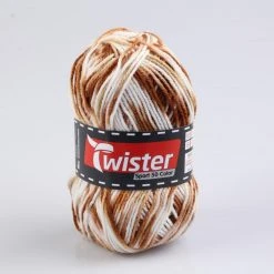 Häkelgarn TWISTER SPORT - Weiß-Camel-Braun - 50g | Hochwertiges Strickgarn für kreative Projekte