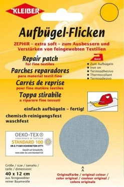 Bügelflicken - hellgrau - Baumwolle - 40x12 cm - Nähzubehör für schnelle Reparaturen