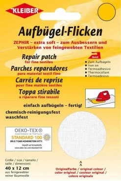 Bügelflicken Weiß - 40x12 cm - Baumwolle - Nähzubehör für dauerhafte Reparaturen