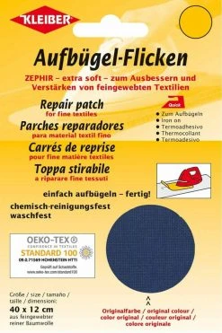 Bügelflicken aus Baumwolle - Dunkelblau - 40x12 cm - Nähzubehör für einfache Reparaturen