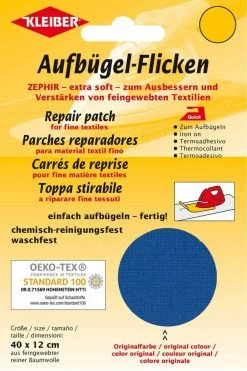 Bügelflicken mittelblau - Baumwolle 40x12 cm für Nähprojekte | Nähzubehör