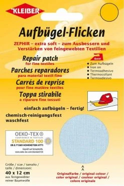 Bügelflicken hellblau - 40x12 cm aus Baumwolle - Nähzubehör für schnelle Reparaturen