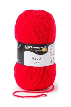 Wolle BRAVO - Premium-Wolle in Scharlachrot - 50g Ballen für Nähen, Stricken & Häkeln