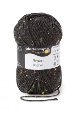 Wolle BRAVO - Anthrazit Neon Tweed - 50g | Hochwertige Wolle für Stricken & Häkeln