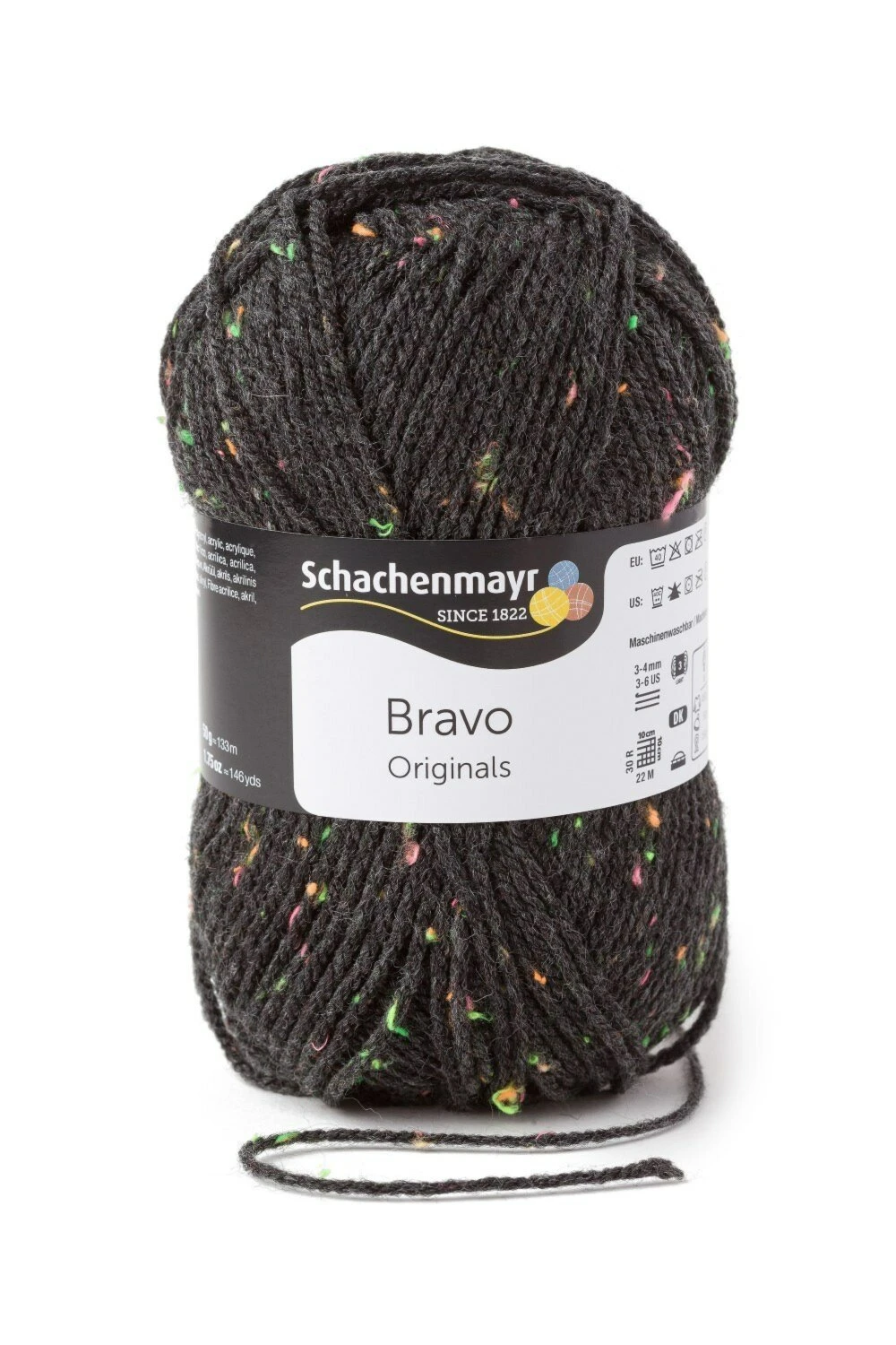 Wolle BRAVO - Anthrazit Neon Tweed - 50g | Hochwertige Wolle für Stricken & Häkeln 3 Wolle BRAVO - Anthrazit Neon Tweed - 50g | Hochwertige Wolle für Stricken & Häkeln