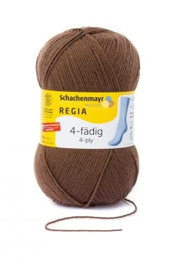 Strumpfwolle REGIA - Dunkelbraun - 4-fädig - 100g - Hochwertige Wolle für Stricken und Häkeln
