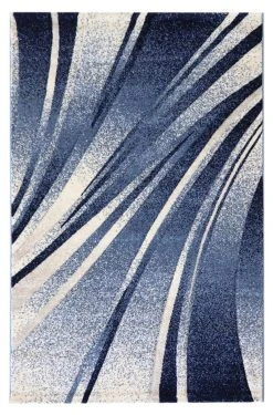 Kurzflor-Teppich - blau - 80x150 cm | Moderner Wohnzimmerteppich