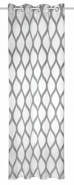Jacquard-Ösenschal - weiß-silber - Wellen - 135x245 cm - Blickdichte Gardinen