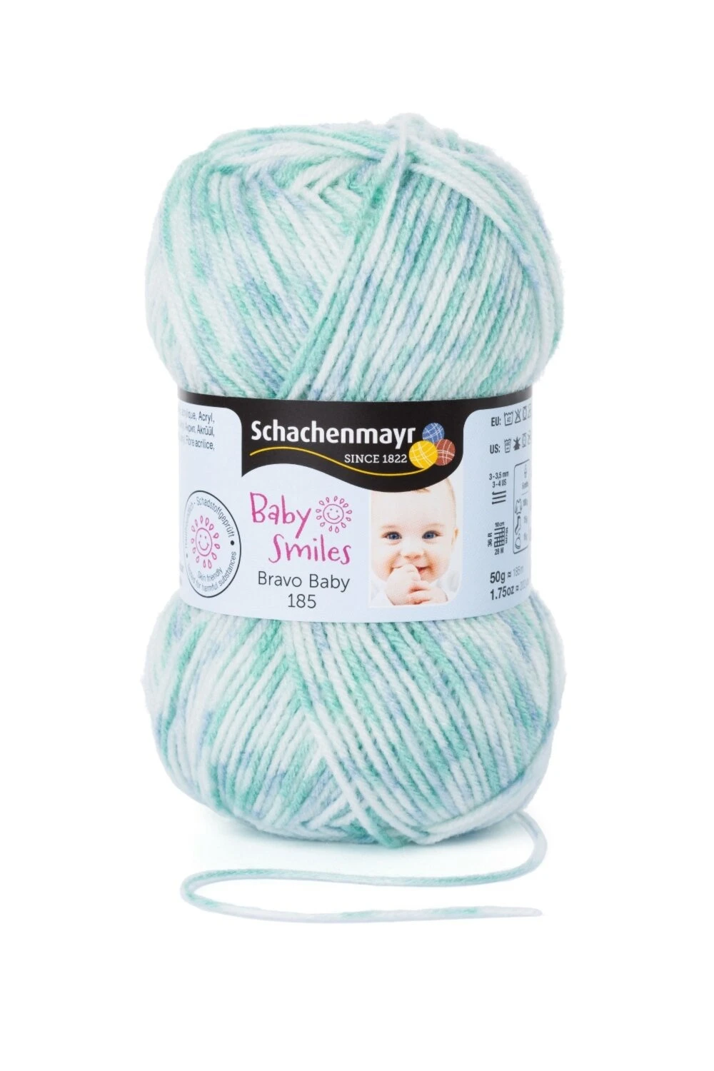 Wolle BRAVO BABY 185 - Mint Farbe - 50g | Hochwertige Strickwolle für Baby-Projekte 3 Wolle BRAVO BABY 185 - Mint Farbe - 50g | Hochwertige Strickwolle für Baby-Projekte