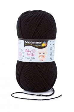 Wolle BRAVO BABY 185 - schwarz - 50g | Hochwertige Strickwolle für Babykleidung