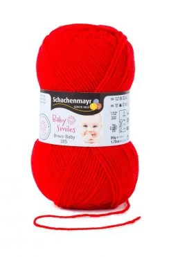 Wolle BRAVO BABY 185 - Premium Babywolle, rot, 50g - Ideal für Stricken & Häkeln