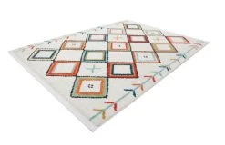 Frisee-Teppich AGADIR 210 - weiß-bunt - 120x170 cm - Gemusterter Teppich für stilvolles Wohnen