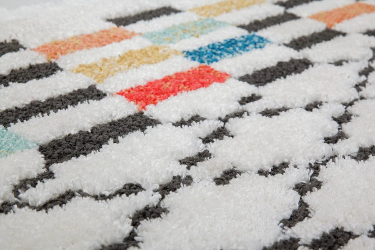 Frisee-Teppich AGADIR 410 - weiß-schwarz-bunt - 160x230 cm | Shaggyteppiche für stilvolle Räume 5 Frisee-Teppich AGADIR 410 - weiß-schwarz-bunt - 160x230 cm | Shaggyteppiche für stilvolle Räume – Bild 3