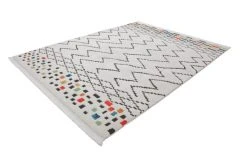 Frisee-Teppich AGADIR 410 - weiß-schwarz-bunt - 160x230 cm | Shaggyteppiche für stilvolle Räume