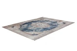 Teppich creme-blau mit Vintage-Look - 140x200 cm - Kurzflorteppiche