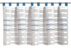Schlaufenpanneau Weiß-Blau 140x50 cm - Elegante Scheibengardine