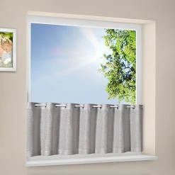 Ösenbistro Scheibengardine - Grau - 140x50cm - Moderner Sichtschutz für Fenster -Heimtextilien Verkäufe 9003682500 03 1600Wx1600H