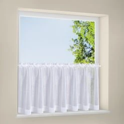 Scheibengardine Weiß 140x50cm - Elegante Fensterdeko -Heimtextilien Verkäufe 9003687400 04 1600Wx1600H