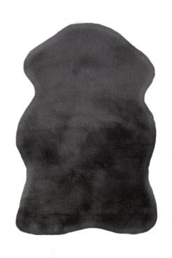 Kunstfell mit Kaninchenfell-Haptik in Anthrazit, 60x90 cm – Exklusiver Teppich für stilvolles Wohnen