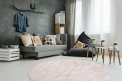 Teppich CROWN 110 - weiß-puderrosa - ca. 160 cm | Shaggyteppiche | Wohnaccessoire -Heimtextilien Verkäufe 9003889300 04 1600Wx1600H