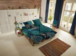 Satin-Bettwäsche Dschungel Petrol-Schwarz 135x200 cm | Luxuriöse Bettwäsche für erholsamen Schlaf -Heimtextilien Verkäufe 9003953900 03 1600Wx1600H