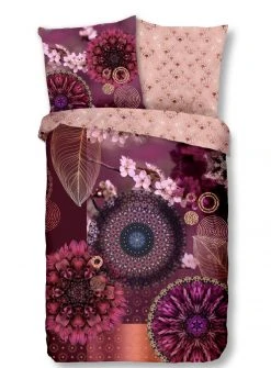 Satin-Bettwäsche Floral in Rosa-Kupfer-Lila, 135x200 cm – Luxuriöse Bettwäsche für erholsamen Schlaf