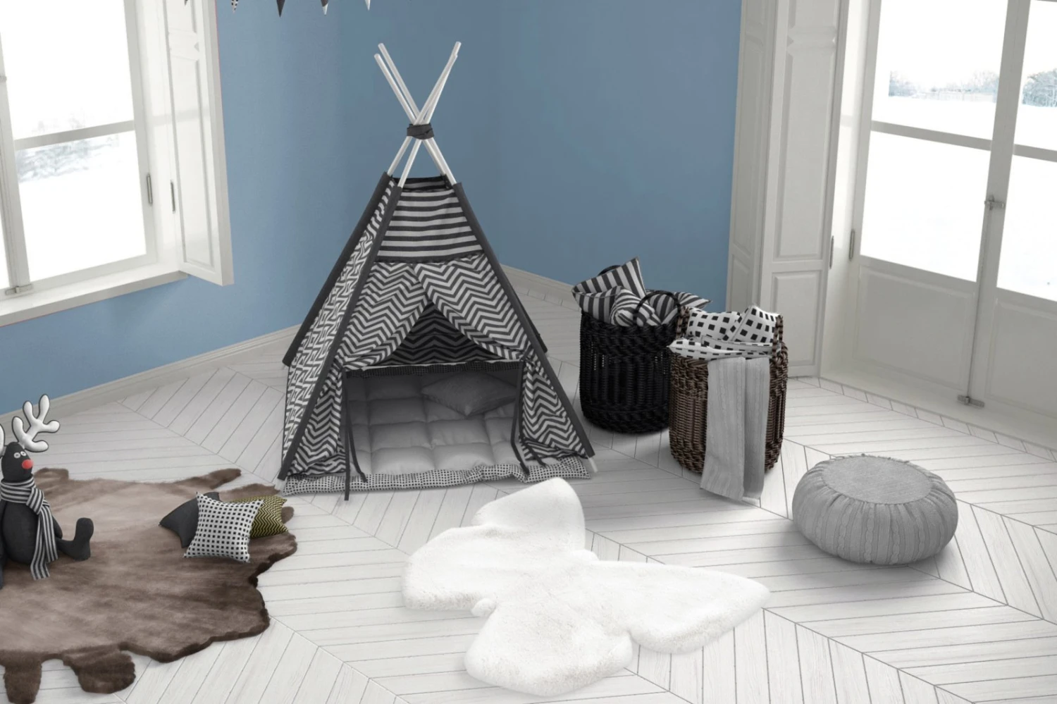 Kinderteppich Schmetterling - Weißer Spielteppich 70x90 cm für Kinderzimmer 6 Kinderteppich Schmetterling - Weißer Spielteppich 70x90 cm für Kinderzimmer – Bild 4