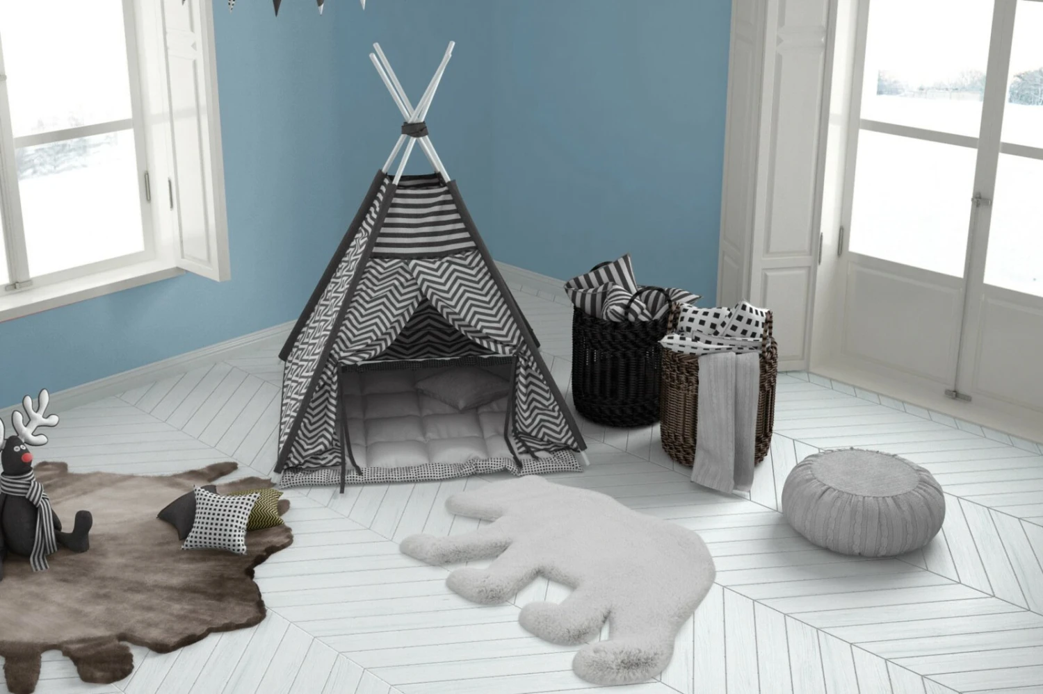 Kinderteppich Bär in grau | 53x90 cm | Weicher Spielteppich für Kinderzimmer 6 Kinderteppich Bär in grau | 53x90 cm | Weicher Spielteppich für Kinderzimmer – Bild 4