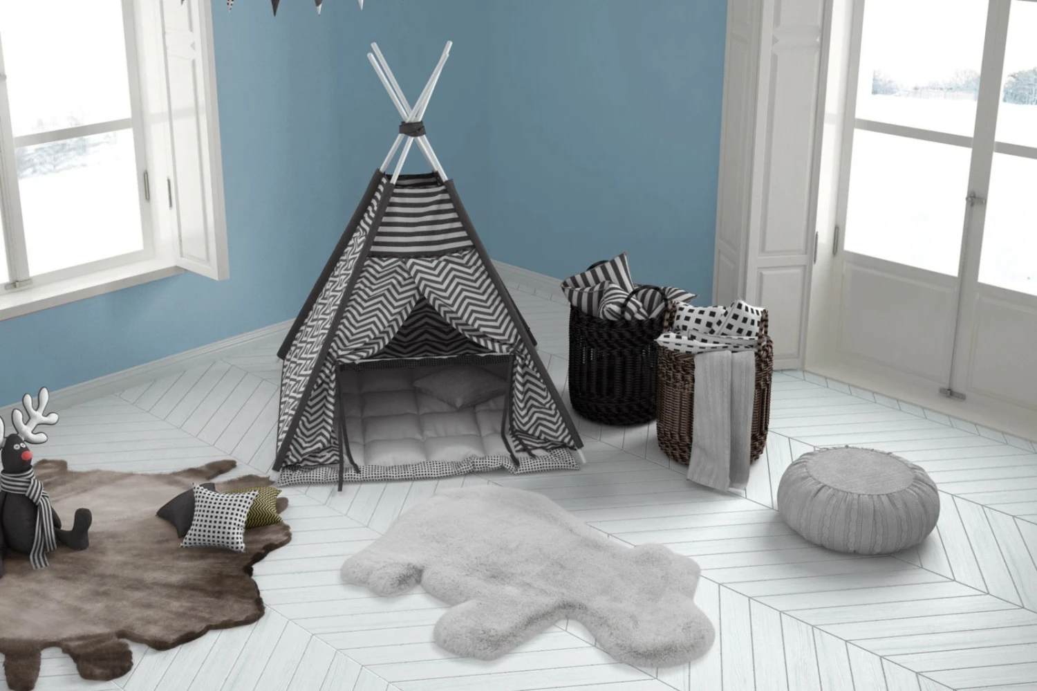 Kinderteppich Nilpferd Grau 55x90 cm – Weicher Spielteppich für Kinderzimmer 6 Kinderteppich Nilpferd Grau 55x90 cm – Weicher Spielteppich für Kinderzimmer – Bild 4