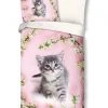 Renforce-Kinderbettwäsche PUSSYCAT - Rosa, 135x200 cm - Weiche und Langlebige Bettwäsche für Kinder -Heimtextilien Verkäufe 9004053400 1600Wx1600H