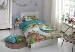 Renforce-Kinderbettwäsche DINO - bunt - 135x200 cm | Hochwertige Kinderbettwäsche -Heimtextilien Verkäufe 9004054200 02 1600Wx1600H