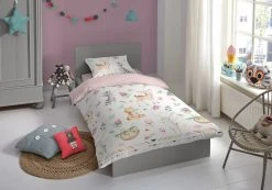 Renforce-Kinderbettwäsche DANCE - Weiß-Rosa - 135x200 cm - Hochwertige Baumwolle - Atmungsaktiv -Heimtextilien Verkäufe 9004054400 02 1600Wx1600H