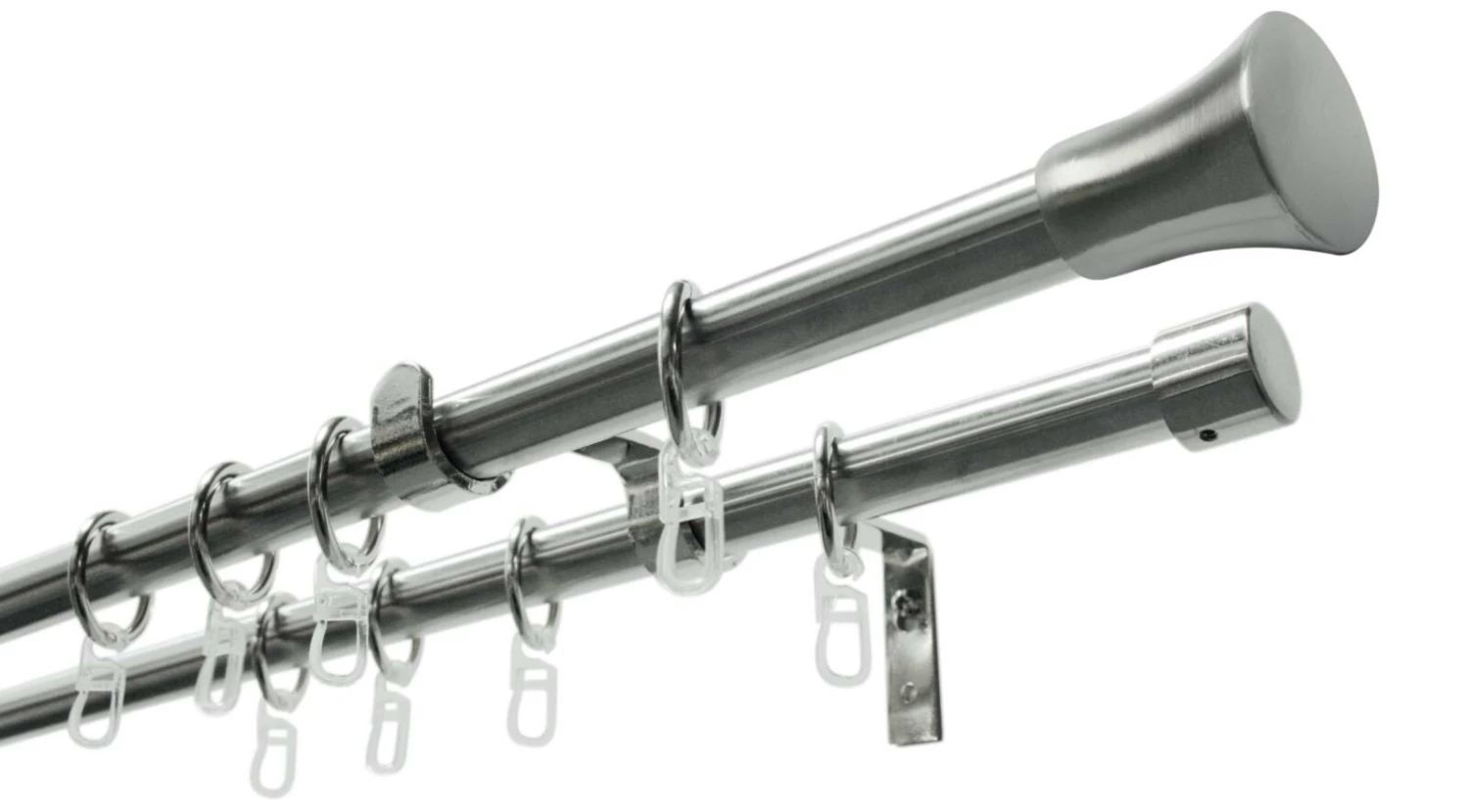 Gardinenstangen-Set KONUS - 2-läufig - Edelstahl-Optik - 120-210 cm - Premium Qualität 3 Gardinenstangen-Set KONUS - 2-läufig - Edelstahl-Optik - 120-210 cm - Premium Qualität