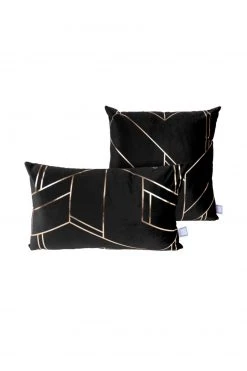 2er-Set Dekokissen schwarz-gold - 30x50 cm & 45x45 cm - Elegante Sofakissen