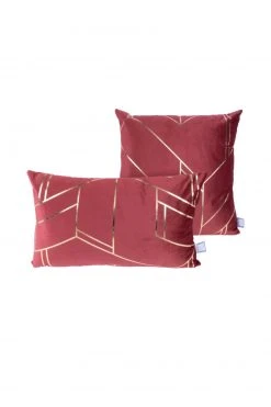 2er-Set Dekokissen in Rot-Gold – 30x50 cm & 45x45 cm – Elegante Sofakissen für Ihr Zuhause