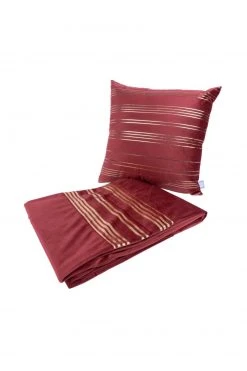 Rot-Gold Sofakissen & Decke Set - 45x45 cm - Premium Komfort