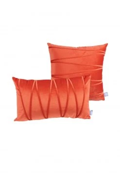 2er-Set Dekokissen orange - 30x50 cm & 45x45 cm - Premium Sofakissen