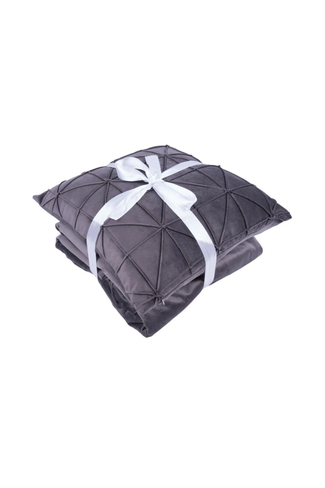 Decke & Kissen Set - Graphit - Samtige Optik mit Zierstreifen | Sofakissen | Wohnaccessoires 6 Decke & Kissen Set - Graphit - Samtige Optik mit Zierstreifen | Sofakissen | Wohnaccessoires – Bild 4