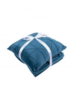 Decke & Kissen in Petrol - Samtige Optik mit Zierstreifen | Sofakissen & Zierkissen -Heimtextilien Verkäufe 9004160100 04 1600Wx1600H