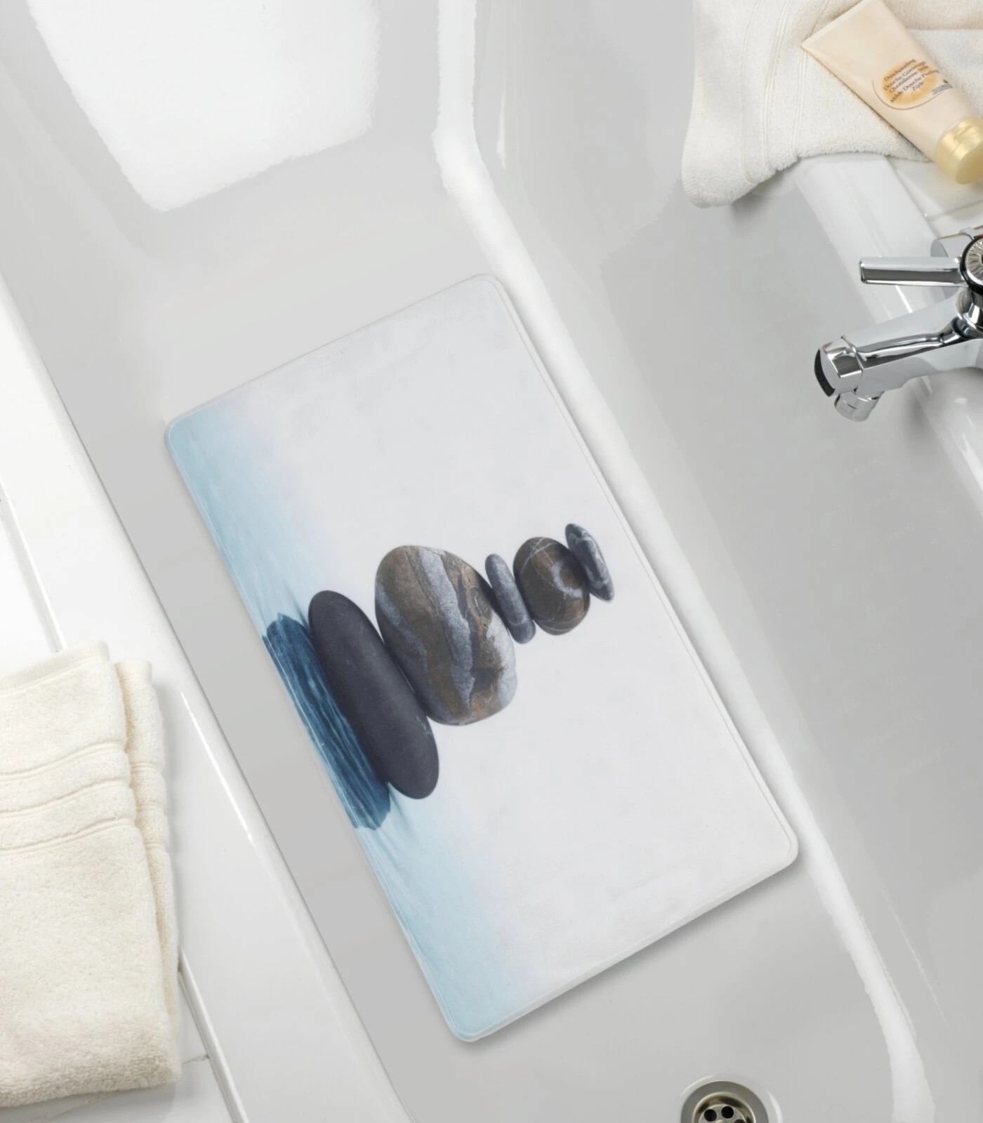 WENKO Wanneneinlage MEDITATION - Weiß-Blau - 45x75 cm - Komfortable Dusch- und Wanneneinlage 5 WENKO Wanneneinlage MEDITATION - Weiß-Blau - 45x75 cm - Komfortable Dusch- und Wanneneinlage – Bild 3