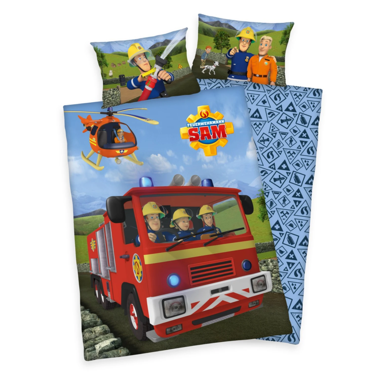 Renforcé-Bettwäsche FEUERWEHRMANN SAM - 100x135 cm | Kinderbettwäsche mit Feuerwehrmann-SAM-Motiv 3 Renforcé-Bettwäsche FEUERWEHRMANN SAM - 100x135 cm | Kinderbettwäsche mit Feuerwehrmann-SAM-Motiv