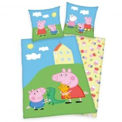 Peppa Pig Flanell-Bettwäsche Set 135x200 cm - Gemütliche Kinderbettwäsche