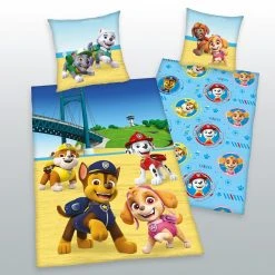 PAW PATROL Flanell-Bettwäsche - Bunt, 135x200 cm - Kinderbettwäsche weich und kuschelig