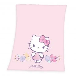 HELLO KITTY Fleecedecke rosa - 130x160 cm - Kuschelig & Weich - Kinderdecke